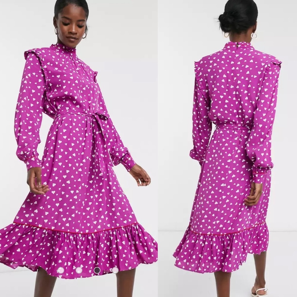ASOS Résumé Millah HEART PRINT MIDI DRESS Size 38